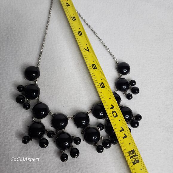 Claire's Black Bubble Necklace Bib Statement Signed Plastic Dangle Gunmetal - Picture 5 of 6